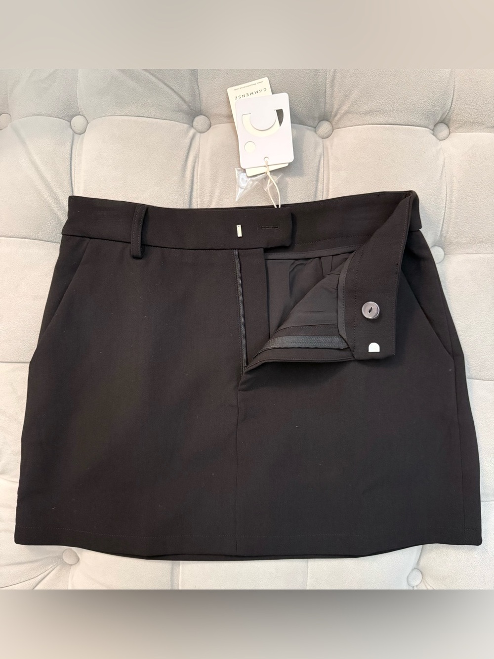 Commense Black Skirt with Tag Detail